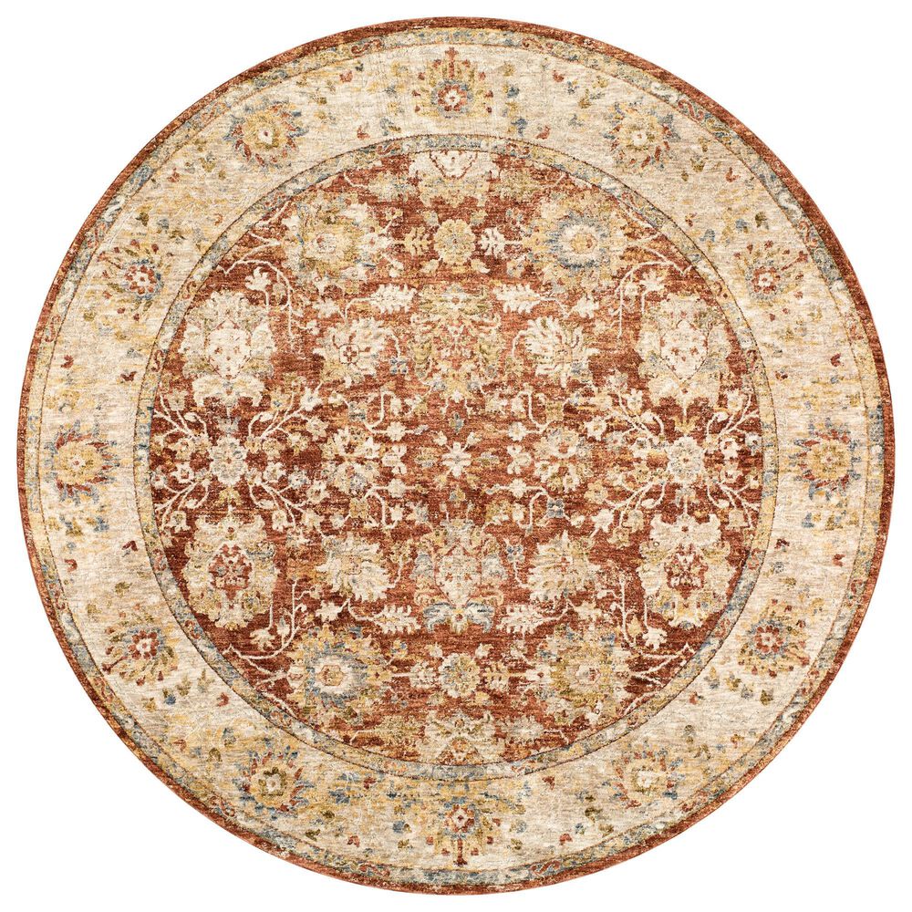 Surya Mona Lisa 7&#39;10&quot; Round Light Sage, Tan, Brick Red, Mustard, Dark Blue and Olive Area Rug, , large