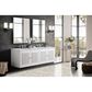 James Martin Vanities Athens 72" Double Bathroom Vanity in Glossy White with 3 cm Carrara White Marble Top and Rectangular Sinks, , large