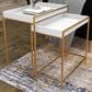 Maple and Jade 2-Piece Nesting Tray Top End Table Set in Gold and White, , large
