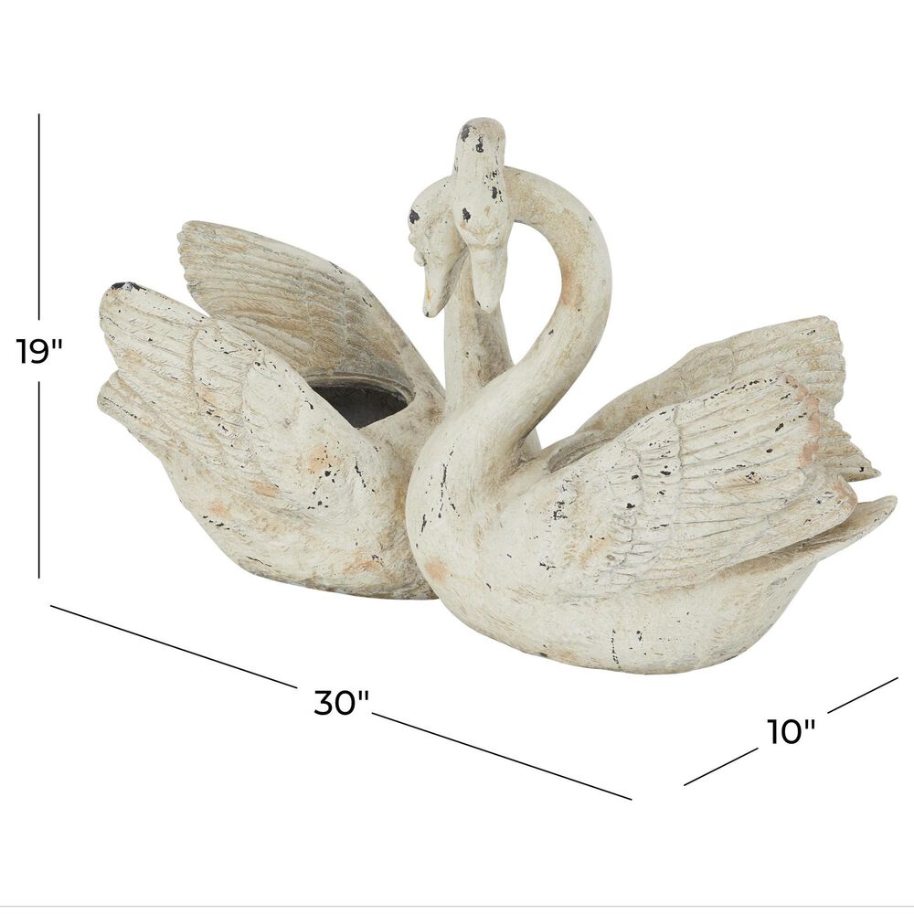 Maple and Jade Swan Magnesium Oxide Planter in Matte White, Black and Brown, , large