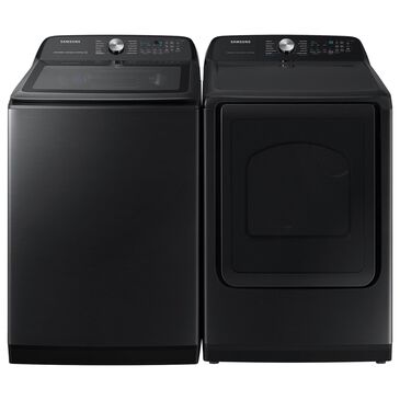 Samsung 5.1 Cu. Ft. Smart Top Load Agitator Washer and 7.4 Cu. Ft. Gas Dryer in Brushed Black, , large