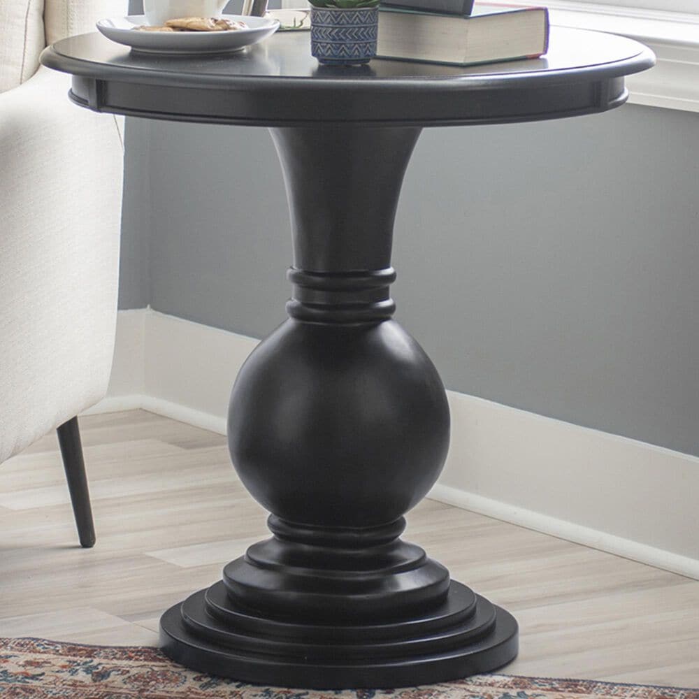 Linon Home Decor Adeline Round Accent End Table in Black, , large