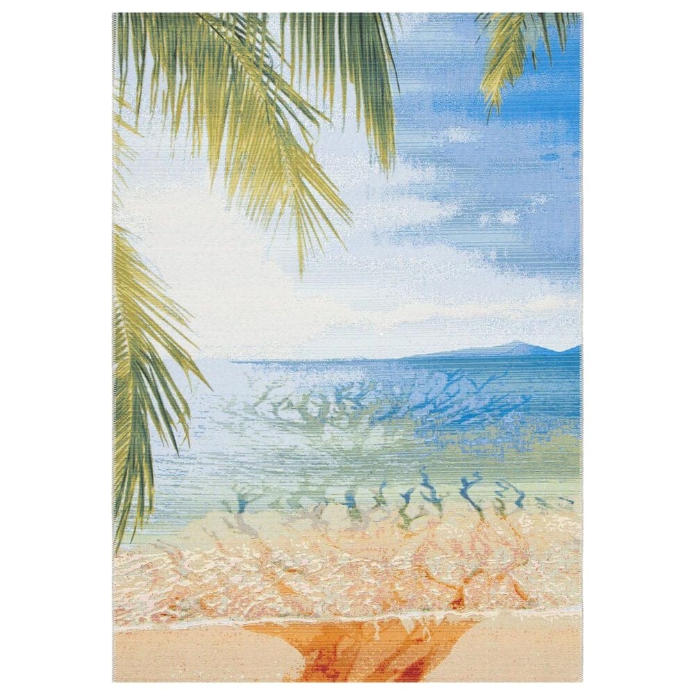 Safavieh Barbados Tropical Beach 3"3" x 5" Gold and Blue Indoor/Outdoor Area Rug, , large