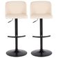LumiSource Toriano Swivel Adjustable Bar Stool with Cream Faux Leather Upholstery in Black (Set of 2), , large