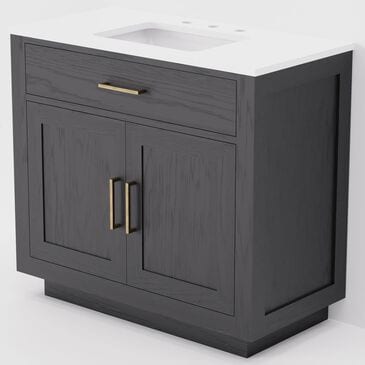 Lexora Home Abbey 36" Single Bathroom Vanity in Black Oak with 2 cm White Cultured Marble Top and Rectangular Sink, , large