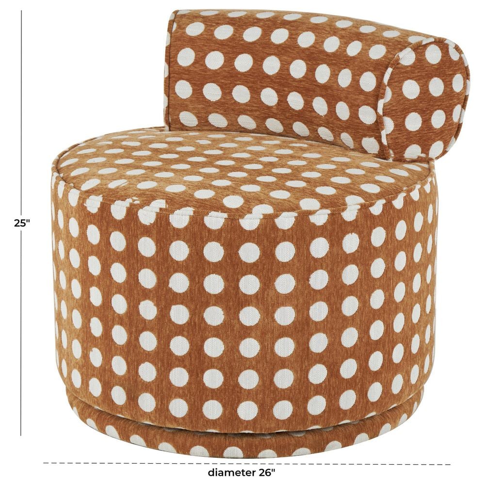 Maple and Jade Round Swivel Chair in Brown and White, , large