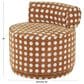 Maple and Jade Round Swivel Chair in Brown and White, , large