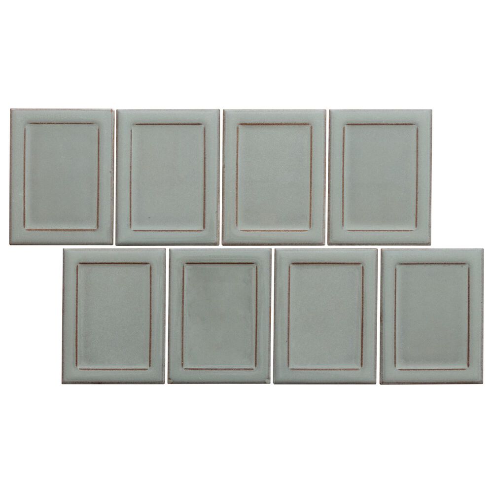 Emser Cuadro Gray 4" x 5" on 9" x 14" Frame Porcelain Mosaic Sheet, , large