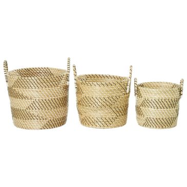 Maple and Jade Modern Storage Basket in Beige, Black and White (Set of 3), , large