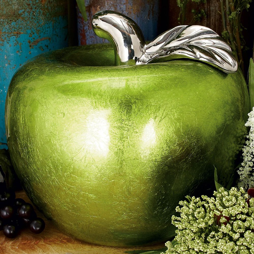 Maple and Jade 9" x 11" Apple Sculpture in Green, , large