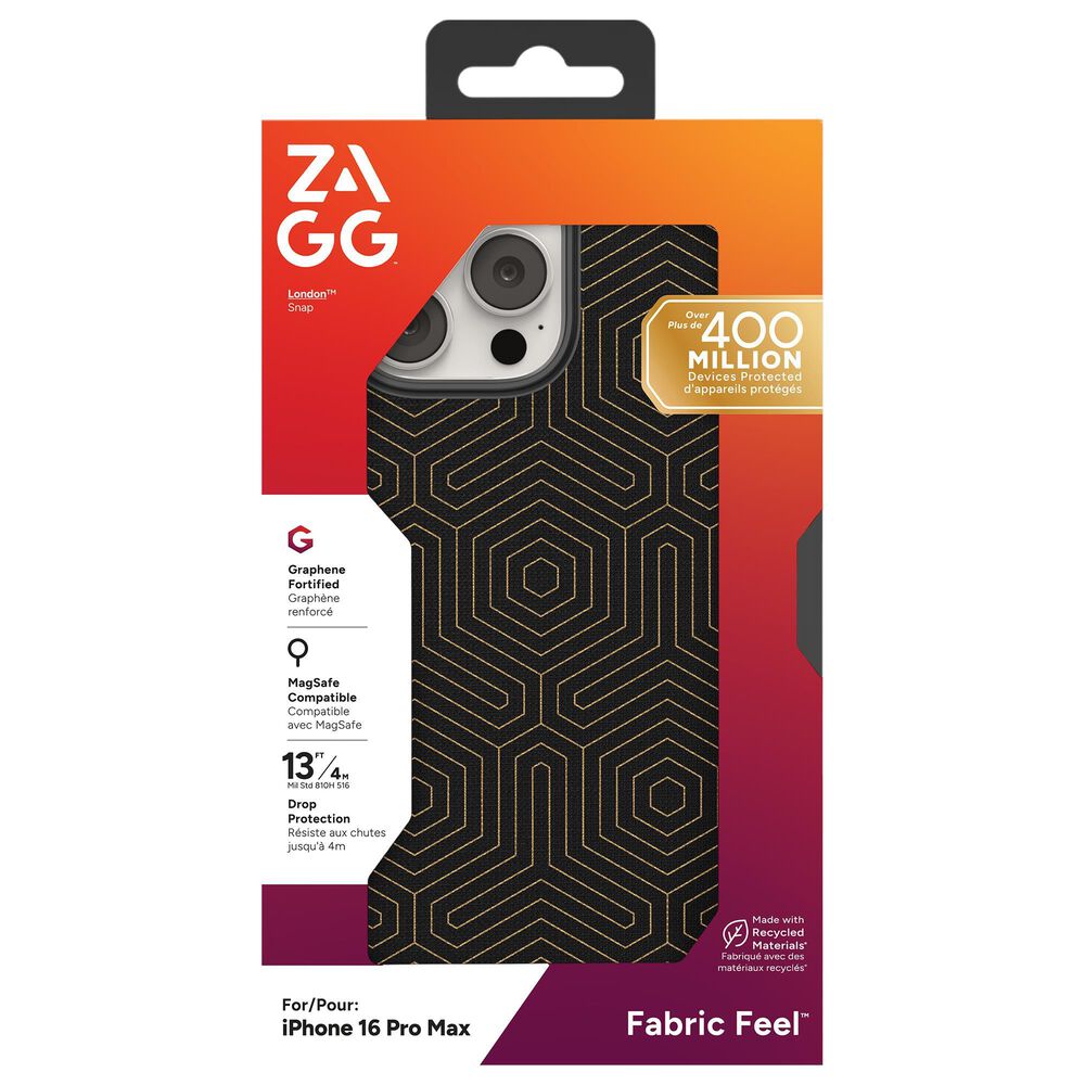 Zagg London Snap MagSafe Case for Apple iPhone 16 Pro Max in Black Hexagon, , large