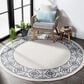 Safavieh Bermuda Floral 6"7" Round Ivory and Charcoal Indoor/Outdoor Area Performance Rug, , large