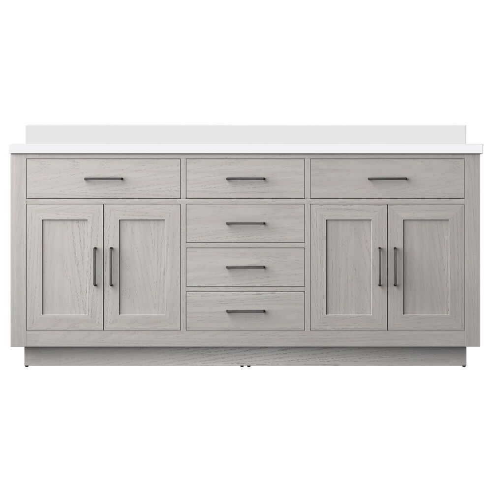 Lexora Home Abbey 72&quot; Double Bathroom Vanity in White Oak with 2 cm White Cultured Marble Top and Rectangular Sinks, , large