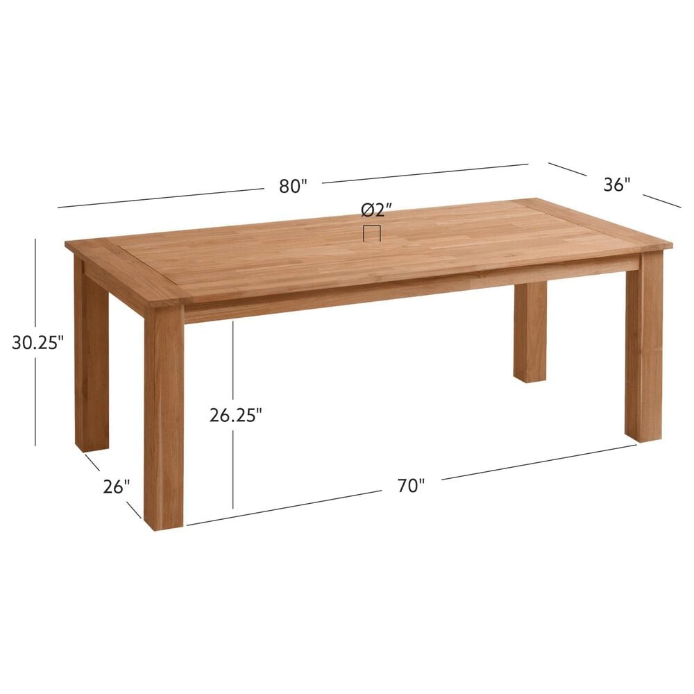 Linon Home Decor Carenen 80" Outdoor Dining Table in Natural, , large
