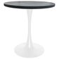 Leisuremod LeisureMod Bristol Dining table, White Base with 27 Round Marbleized Black MDF top, , large
