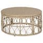 Hearth and Haven Bruce Outdoor Round Wicker Coffee Table with Open Lattice Design in Brown, , large
