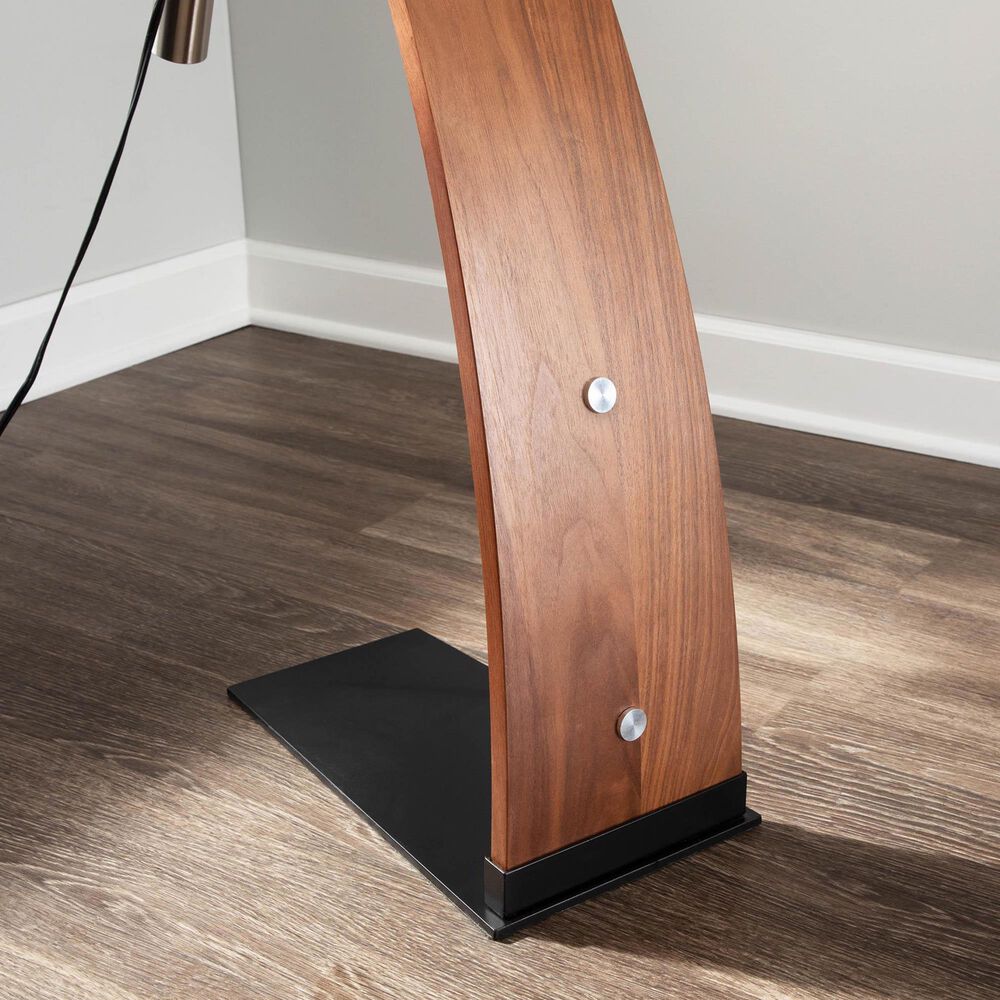 LumiSource Robyn Mid-Century Modern Floor Lamp in Walnut Wood and Black Linen Shade by LumiSource, , large