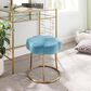 Linon Home Decor Seraphina Vanity Stool with Blue Cushion in Gold, , large