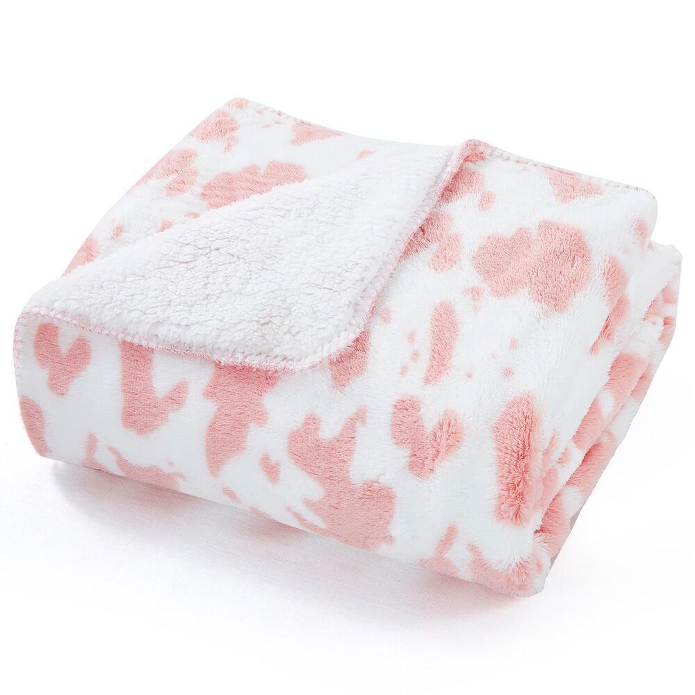Duke Imports Strawberry Cow Plush Throw in Pink, , large