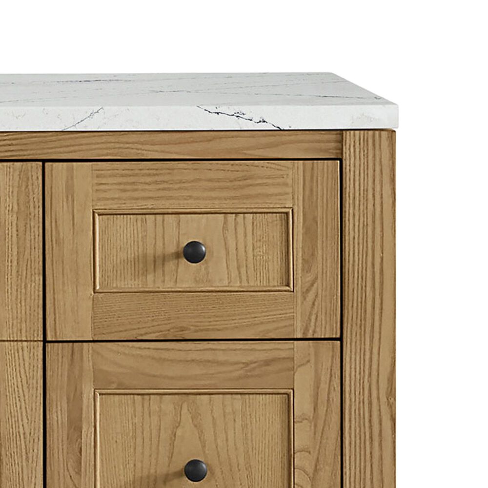 James Martin Vanities Breckenridge 60" Single Bathroom Vanity in Light Natural Oak with 3 cm Ethereal Noctis Quartz Top, Rectangular Sink and FreePower Wireless Charger, , large