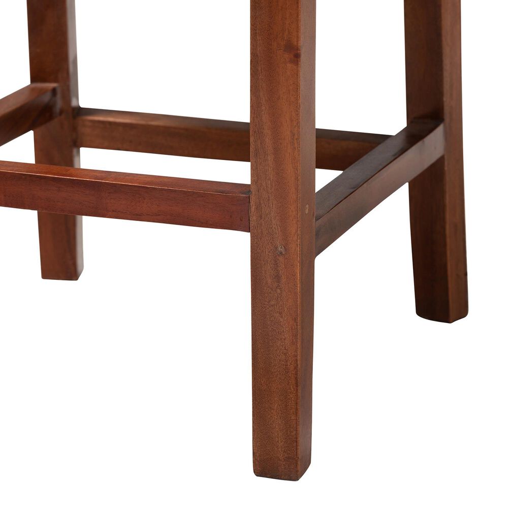 Baxton Studio Racquel Counter Stool in Natural and Walnut Brown, , large