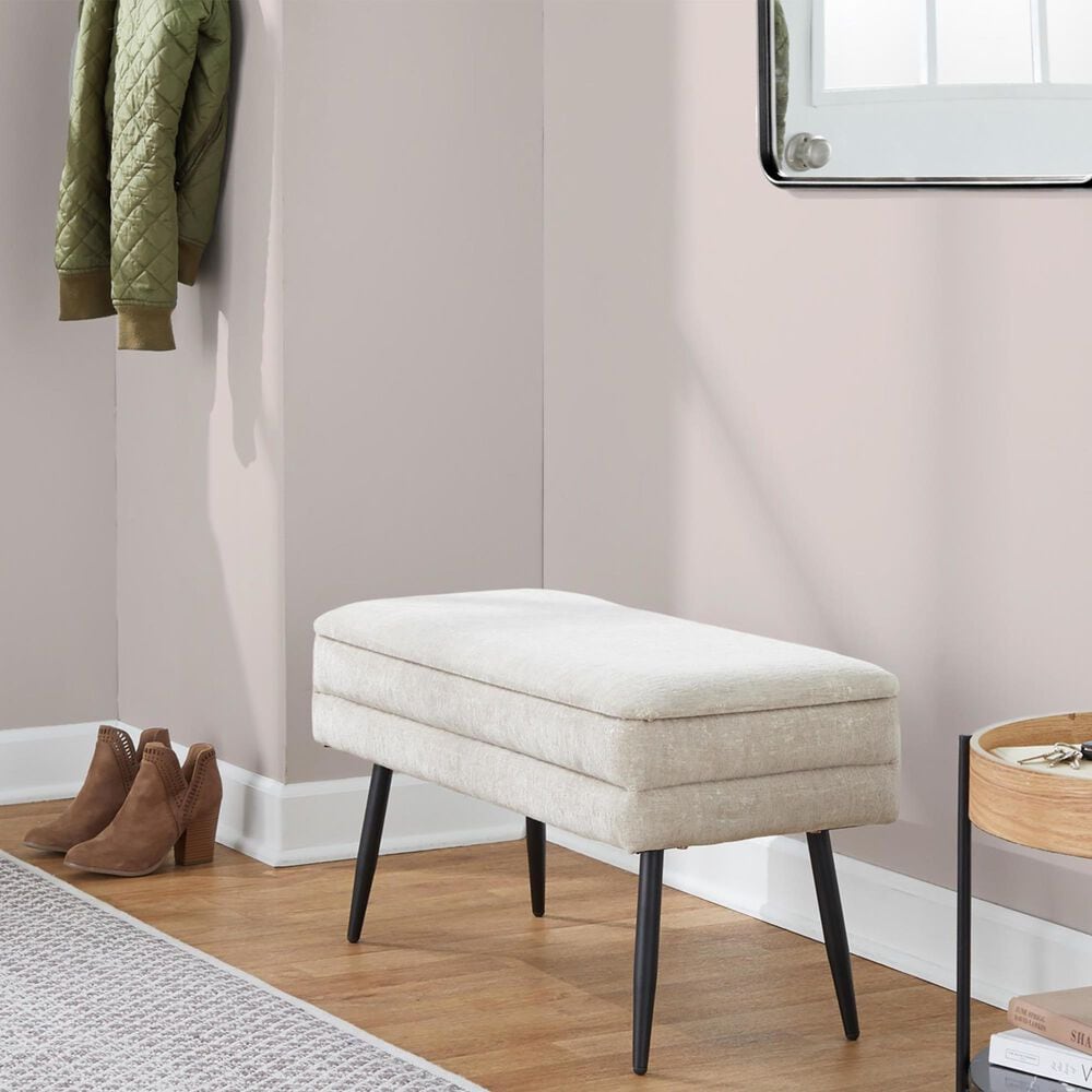 Lumisource Neapolitan Storage Bench with Light Brown Cushion in Black, , large