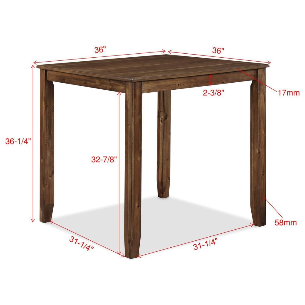 Crown Mark Ashborn 5-Piece Square Counter Height Table Set in Brown, , large