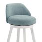 Armen Living Erika Swivel Bar Height Stool with Light Blue Upholstery in White, , large