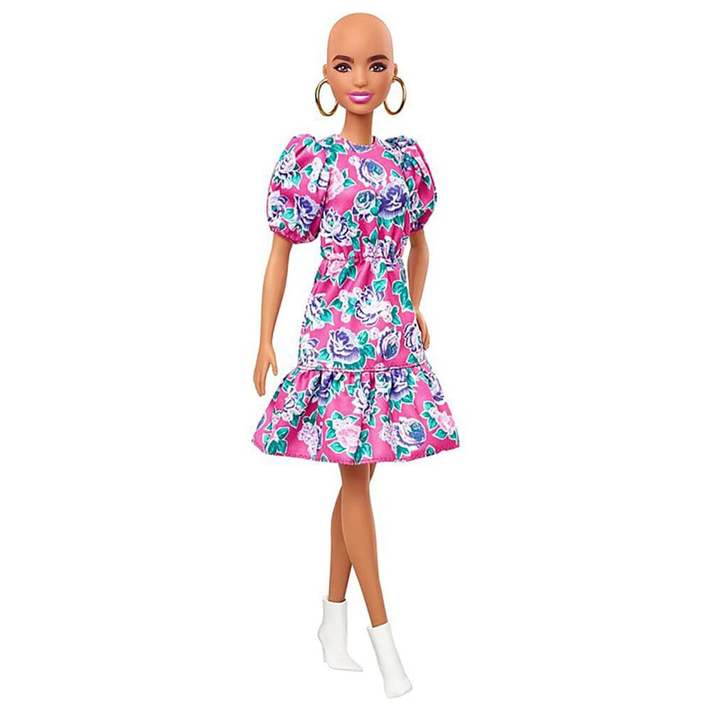 Barbie Fashionistas Doll with No-Hair Look and Floral Dress, , large