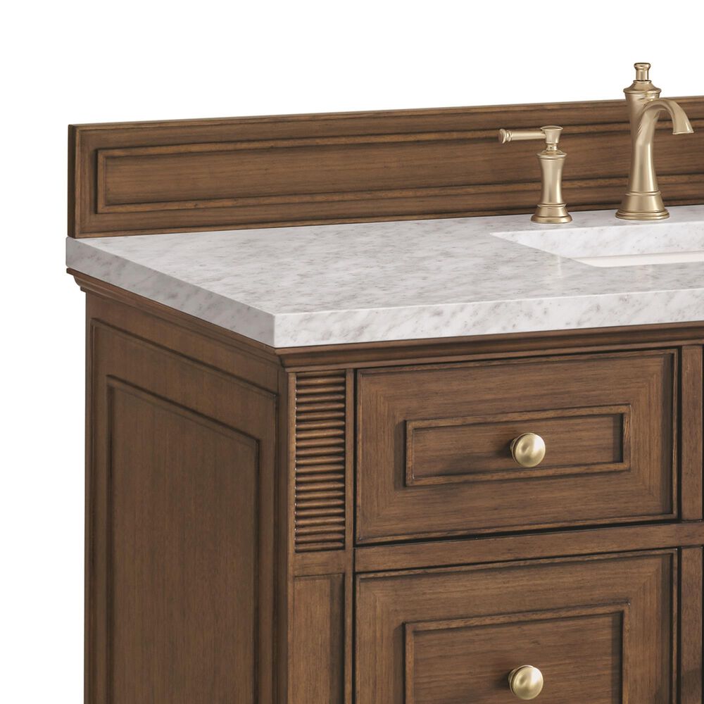 James Martin Vanities Lorelai 48&quot; Single Vanity in Mid-Century Walnut with 3 cm Carrara White Marble Top, , large