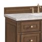 James Martin Vanities Lorelai 48" Single Vanity in Mid-Century Walnut with 3 cm Carrara White Marble Top, , large