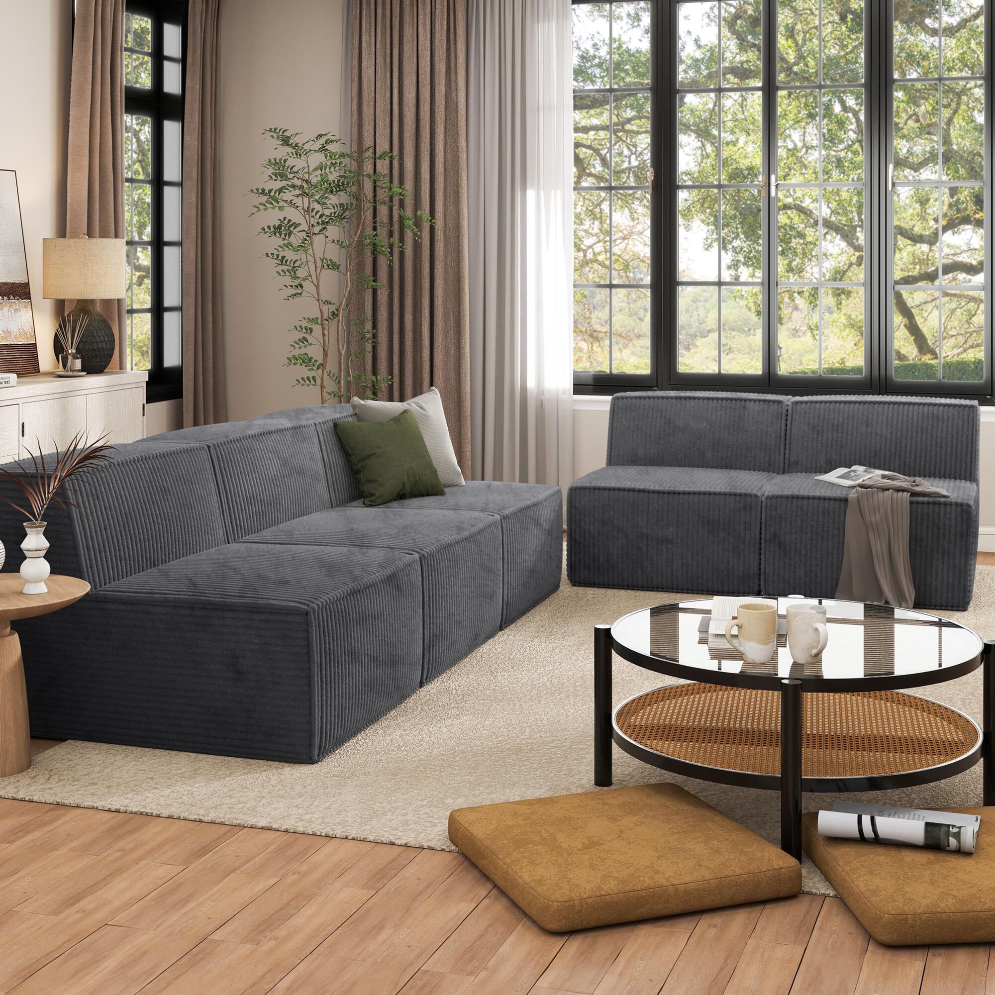 Furniture of America Facil 5-Piece Modular Armless Sofa Set in