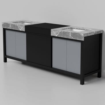 Lexora Home Zilara 84" Double Bathroom Vanity in Black and Grey with 11 cm Castle Grey Marble Top and Rectangular Sinks, , large