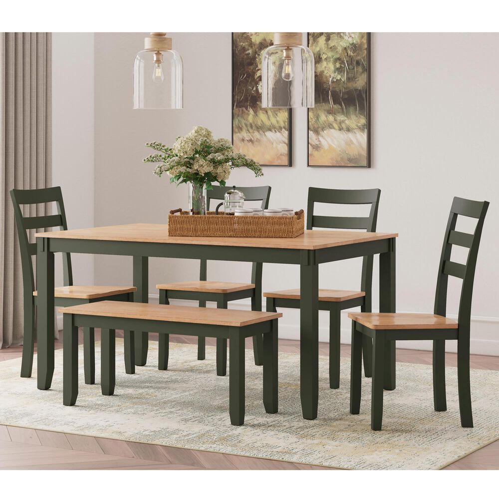 Ashley Gesthaven 6-Piece Rectangular Dining Set in Light Natural and Green, , large