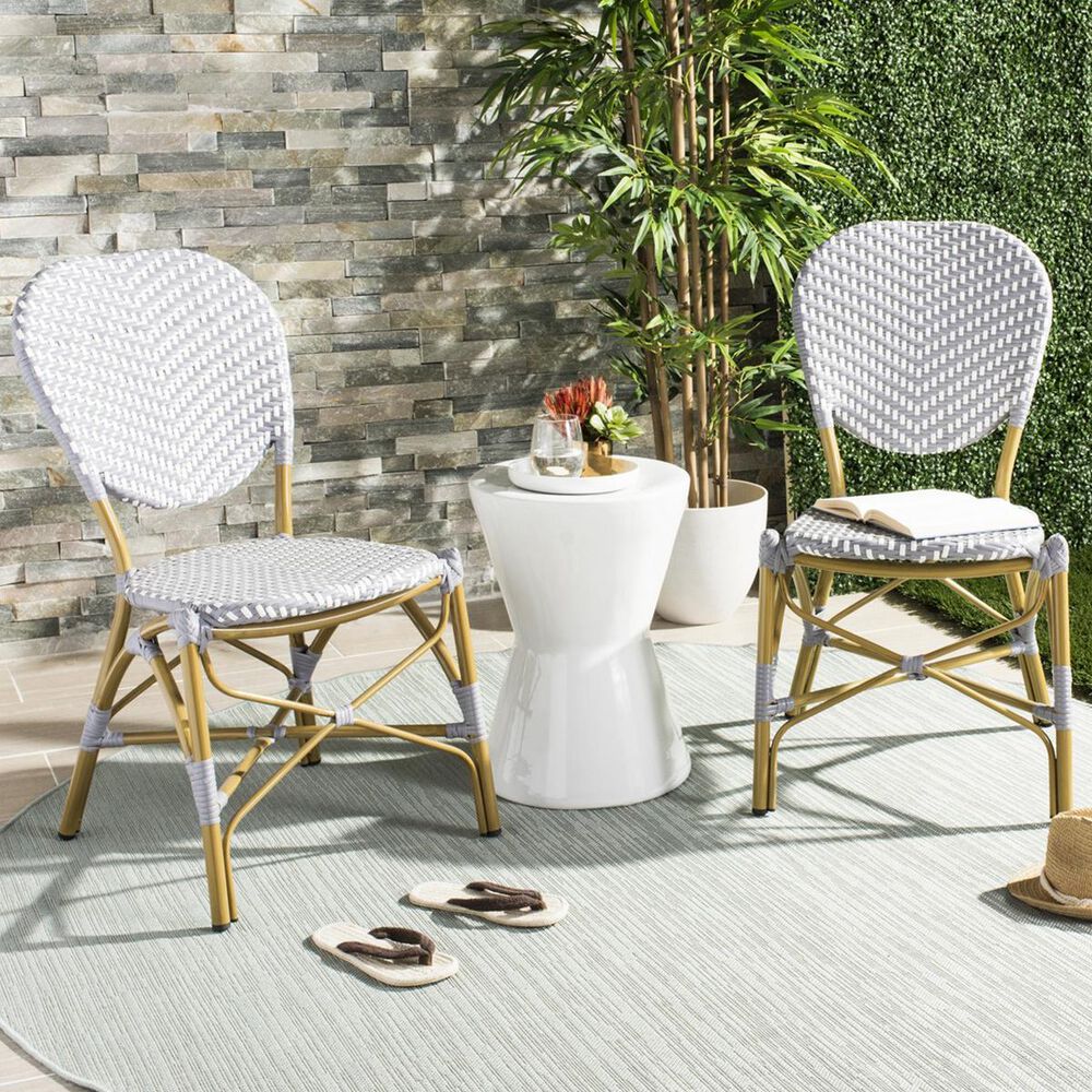 Safavieh Lisbeth Stacking Side Chair in Grey and White (Set of 2), , large