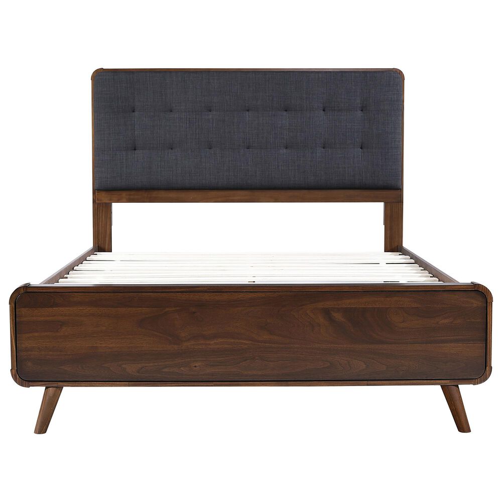 Pacific Landing Robyn Full Upholstered Platform Bed in Dark Gray and Dark Walnut, , large