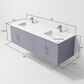 Lexora Home Geneva 60" Double Bathroom Vanity in Dark Grey with 2 cm White Cultured Marble Top and Rectangular Sinks, , large