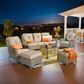 HOMLUX 5-Piece Patio Conversation Set with Two Ottomans in Beige, , large