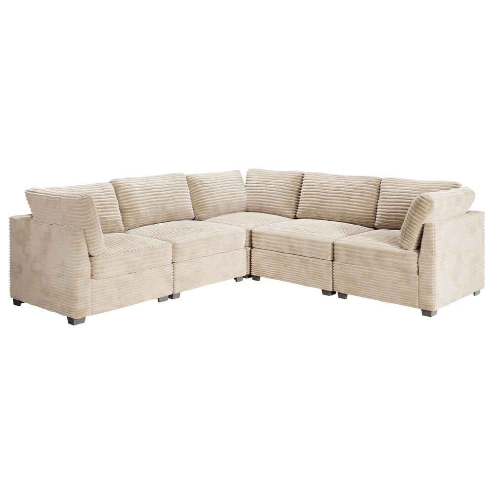 HOMLUX 5-Piece Mod Sectional with Chaise in Beige, , large