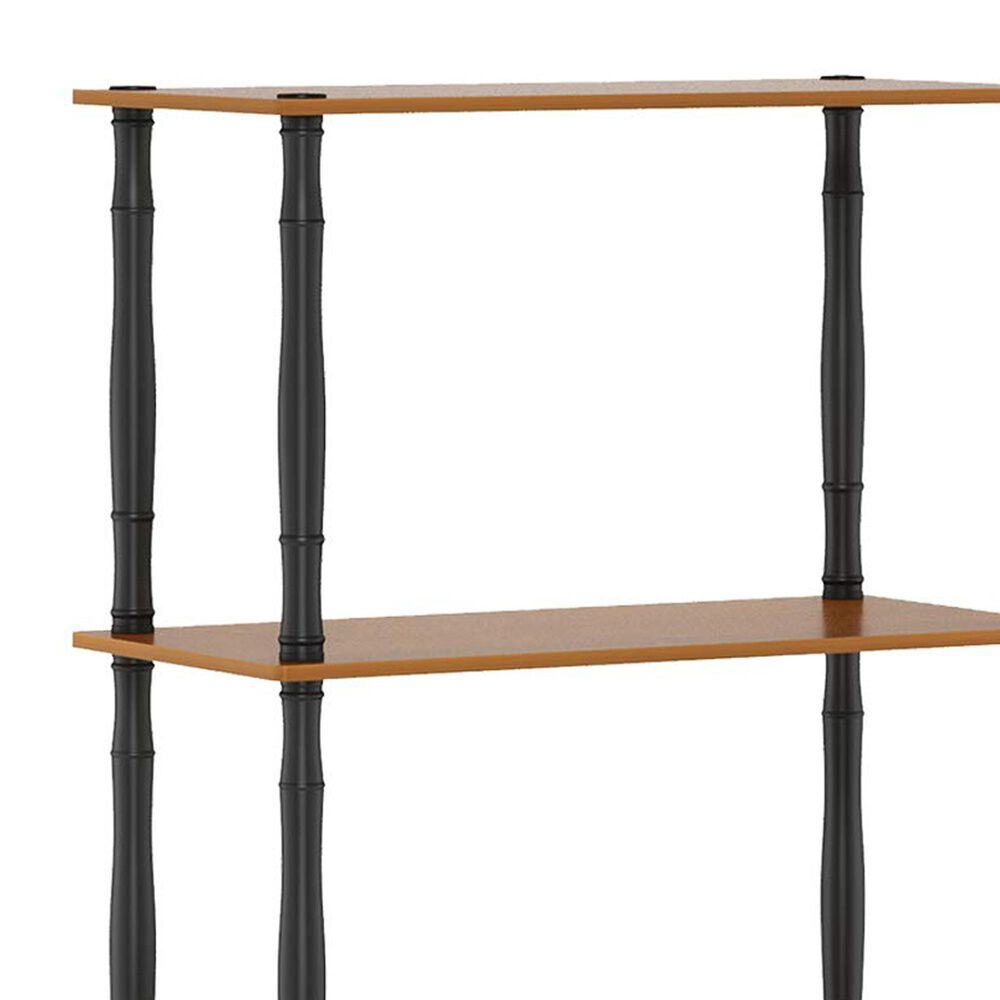 HOMLUX Turn-N-Tube 5-Tier Open Storage Bookshelf in Light Cherry and Black, , large