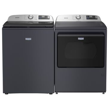 Maytag 5.3 Cu. Ft. Smart Top Load Washer and 7.4 Cu. Ft. Smart Electric Top Load Dryer Laundry Pair in Midnight Steel, , large