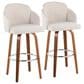 LumiSource Dahlia Swivel Bar Stool with Cream Fabric Upholstery in Walnut and Chrome (Set of 2), , large