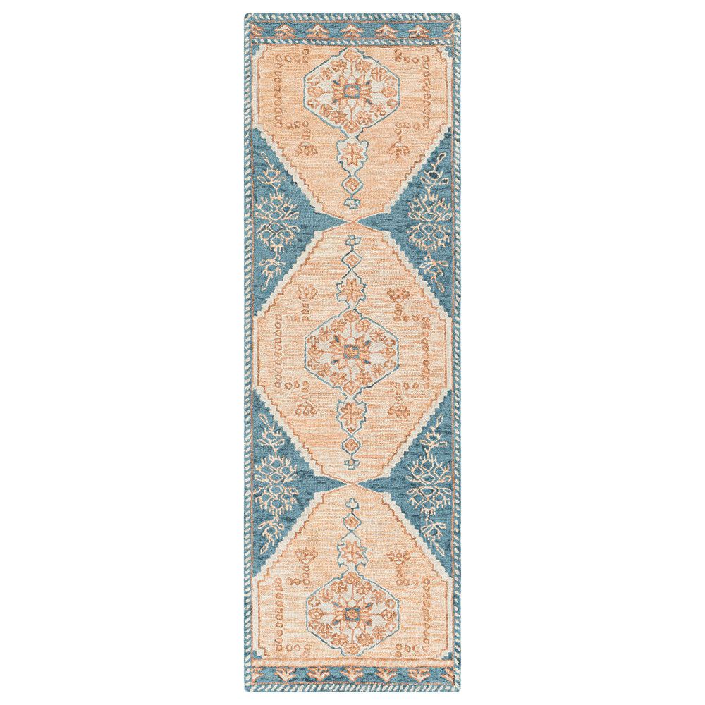 Surya Urfa URF-2301 2'6" x 8' Peach, Camel and Blue Runner, , large