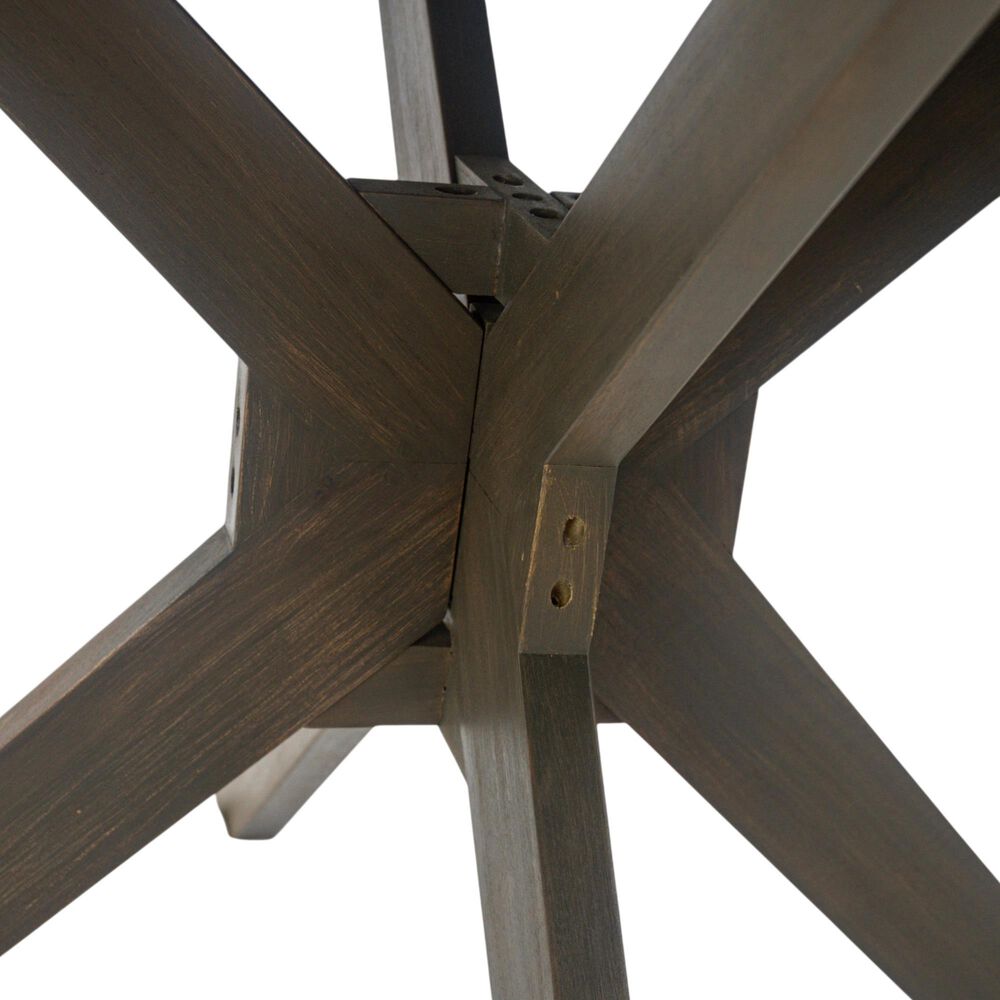HOMLUX Outdoor Stanford Round Acacia Wood Dining Table with X Base in Gray - Table Only, , large