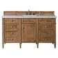 James Martin Vanities Brittany 60" Single Bathroom Vanity in Saddle Brown with 3 cm Eternal Jasmine Pearl Quartz Top and Rectangular Sink, , large