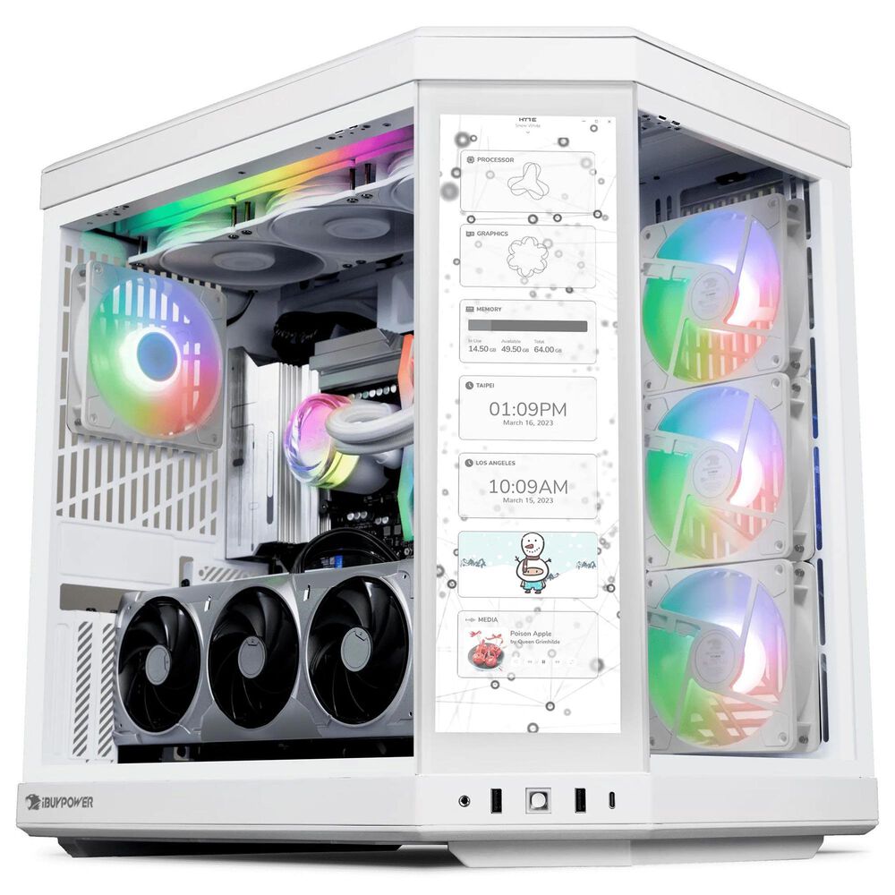 iBUYPOWER Y70TI Gaming Desktop PC | Intel Core Ultra 9 285 - 32GB RAM - NVIDIA GeForce RTX 5070 Ti Graphics - 2TB SSD in Snow White, , large