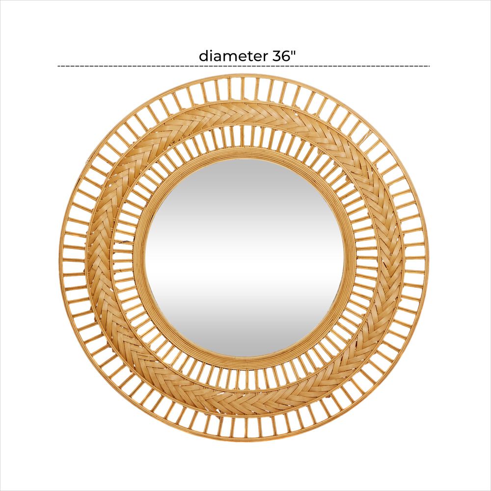 Maple and Jade 36&quot; Round Wall Mirror in Matte Brown, , large