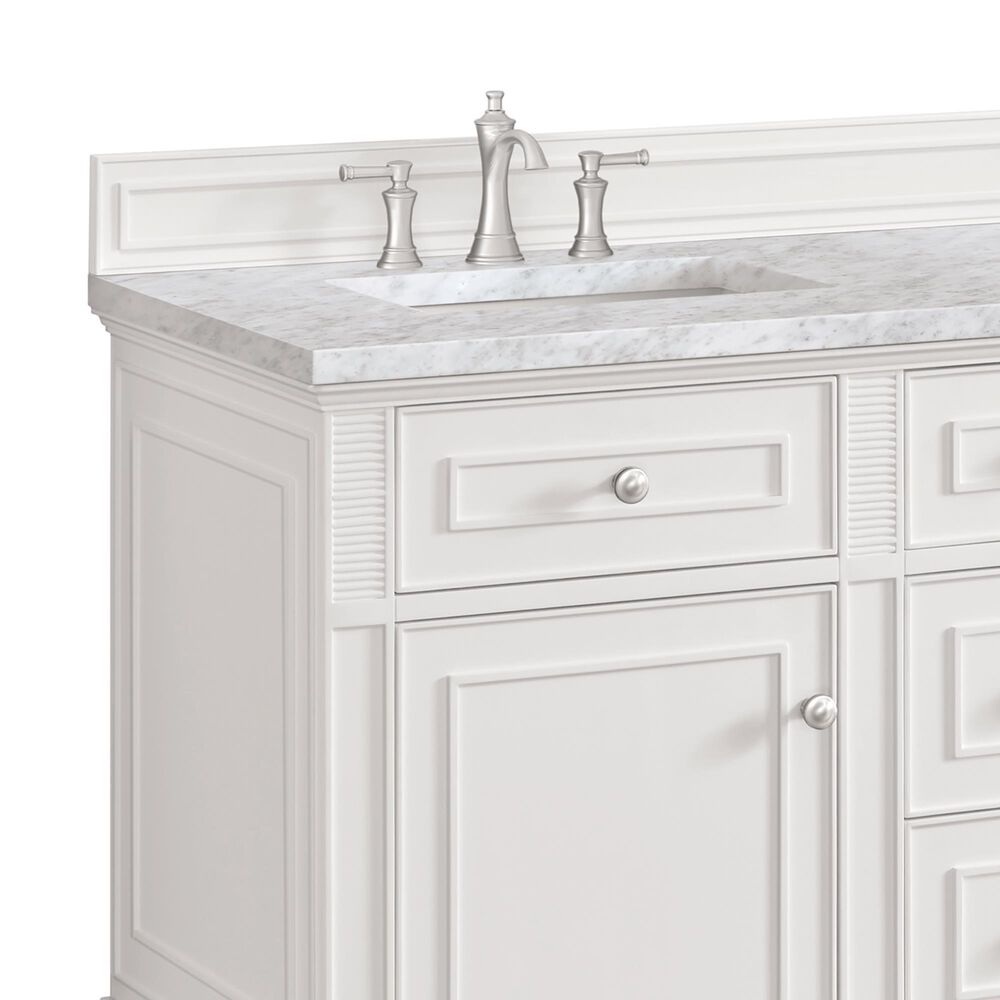 James Martin Vanities Lorelai 60&quot; Double Vanity in Bright White with 3 cm Carrara White Marble Top, , large