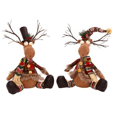 The Gerson Company GIL 15" Assorted Plush Reindeer (Set of 2), , large
