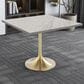 Leisuremod LeisureMod Verve Collection 36 Square Dining Table, Brushed Gold Base with Laminated White Marbleized Top, , large
